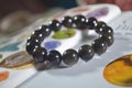 Obsidian Bracelet , obsidian or Golden obsidian . Royalty Free Stock Photo