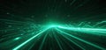 Obsidian Void Background Featuring Emerald Light Trails and Speed of Light Echoes. Royalty Free Stock Photo