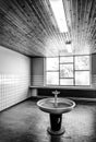 Obsolete lockerroom of a school in black and white Royalty Free Stock Photo