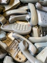 Obsolete push button telephones ready to be recycled