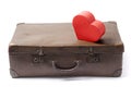 Obsolete Suitcase With Gift Box Royalty Free Stock Photo