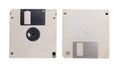 Obsolete technology - two used floppy discs isolated on white Royalty Free Stock Photo