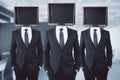 Obsolete TV headed businessmen Royalty Free Stock Photo