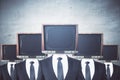 Obsolete TV headed businessmen Royalty Free Stock Photo