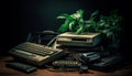 Obsolete typewriter on desk, a nostalgic still life generated by AI Royalty Free Stock Photo