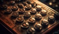 Obsolete typewriter machinery with metal keypad knob generated by AI Royalty Free Stock Photo