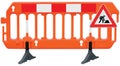 Obstacle detour barrier fence roadworks barricade, orange red and white luminescent stop signal, road works sign seamless isolated Royalty Free Stock Photo