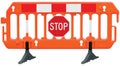 Obstacle detour barrier fence roadworks barricade, orange red and white luminescent works signal, stop road sign seamless isolated Royalty Free Stock Photo