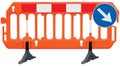 Obstacle detour road barrier fence roadworks barricade orange red and white luminescent stop signal mandatory keep right road sign Royalty Free Stock Photo