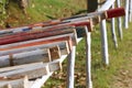 Obstacles barriers in row at an equestrian centre Royalty Free Stock Photo