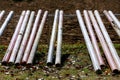 Obstacles barriers in row at an equestrian centre Royalty Free Stock Photo