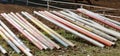 Obstacles barriers in row at an equestrian centre Royalty Free Stock Photo