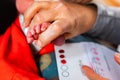 Obstetrician checks newborn infant Royalty Free Stock Photo