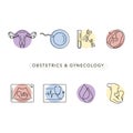 Pregnancy and childbirth. Vector line icons.