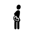 Obstetrics, pregnant icon / black vector graphics