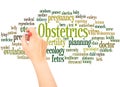 Obstetrics word cloud hand writing concept