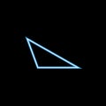 obtuse triangle icon in neon style. One of geometric figure collection icon can be used for UI, UX