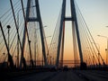 Obukhov bridge at sunset Royalty Free Stock Photo