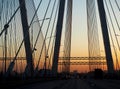 Obukhov bridge view at sunset Royalty Free Stock Photo
