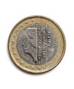 One euro denomination circulation coin Royalty Free Stock Photo