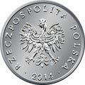 Obverse Polish Money one zloty coin