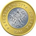 Obverse Polish Money two zloty coin Royalty Free Stock Photo