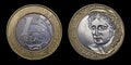 Obverse and reverse one Brazilian real Royalty Free Stock Photo
