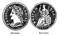 Obverse and Reverse Sides of Farthing of Charles II, vintage illustration