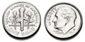 Obverse and reverse of a United States dime.