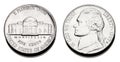 Obverse and reverse of a United States Nickel. Royalty Free Stock Photo