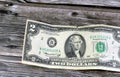 The Obverse side of 2 two dollars bill banknote series 1976 with the portrait of president Thomas Jefferson, old American money Royalty Free Stock Photo