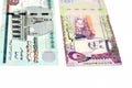 The Obverse Sides Of Saudi Arabia 5 Five Riyals Banknote With 5 LE Five Egyptian Pounds Bill Isolated On A White Background,