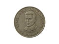 Obverse of Tajikistan coin 3 somoni 2020 with the portrait of Shirinsho Shotemur Royalty Free Stock Photo
