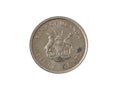 Obverse of Uganda coin 50 cents 1976. Isolated with white background.