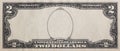 Obverse of 2 US dollar banknote with empty midle area Royalty Free Stock Photo