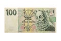 Obverse view of a Czech Republic 100 Koruna banknote