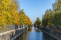 Obvodny Bypass channel in Kronstadt around the old buildings of the Admiralty. Kotlin island, Saint-Petersburg, Russia