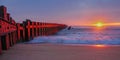 OBX Sunrise over Jetty Atlantic Ocean Buxton North Carolina Royalty Free Stock Photo