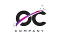 OC O C Black Letter Logo Design with Purple Magenta Swoosh