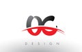 OC O C Brush Logo Letters with Red and Black Swoosh Brush Front