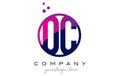 OC O C Circle Letter Logo Design with Purple Dots Bubbles