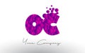 OC O C Dots Letter Logo with Purple Bubbles Texture.