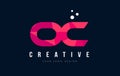 OC O C Letter Logo with Purple Low Poly Pink Triangles Concept