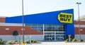 Ocala, FL 2-28-2024 a Best Buy electronics store with blue front with yellow tag icon design entire front entrance building and Royalty Free Stock Photo