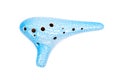 Ocarina blue isolated on white background Royalty Free Stock Photo