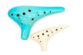 Ocarina blue and white isolated Royalty Free Stock Photo