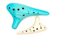 Ocarina blue and white isolated Royalty Free Stock Photo