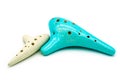 Ocarina blue and white isolated Royalty Free Stock Photo