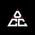 OCC triangle letter logo design with triangle shape. OCC triangle logo design monogram. OCC triangle vector logo template with red