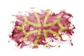 Occitania flag background painted on white paper with watercolor